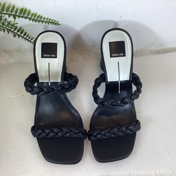 DOLCE VITA NIARI BRAIDED SQUARE TOE SANDALS BLACK NWOT SZ 8.5 - Picture 10 of 16